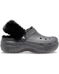 Crocs™ - Classic Platform Fuzz Lined Glitter Sabots Femmes - Lyst
