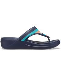 crocs monterey beaded stripe wedge flip