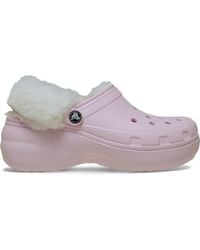 Crocs™ - Classic Platform Fuzz Lined Sabots Femmes Milk - Lyst