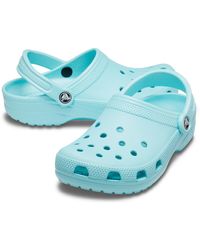 pale blue fuzzy crocs