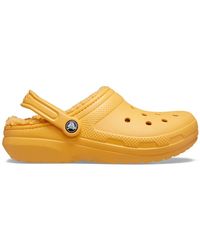 crocs with fur yellow