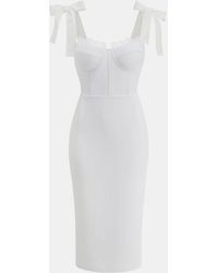 Crystal Wardrobe Tied Straps Lace Trim Corset Dress - White