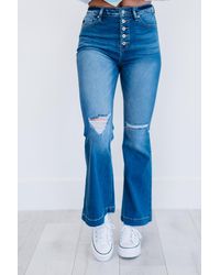 Crystal Wardrobe Kancan Denim Skies Full Size Run Flare Jeans - Blue