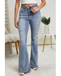 Crystal Wardrobe Judy Blue Annalise Full Size Distressed Flare Jeans