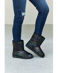 Crystal Wardrobe Forever Link Multicolored Sequin Snow Boots - Blue