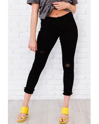 Crystal Wardrobe Kancan Stepping Stone Full Size Run Double Fray Skinny Jeans - Black