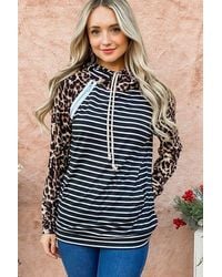 Trendsi And The Why Leopard Striped Hoodie - Blue
