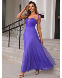 Mesh Overlay Maxi Dresses for Women 
