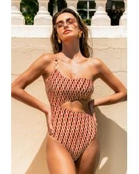 CUPSHE - Mijn Love Geo Monokini Zwempak - Lyst