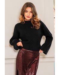 CUPSHE - Suéter De Cuello Alto Y Mangas Acampanadas Dark Night - Lyst