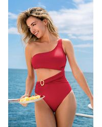 CUPSHE - Roter Asymmetrischer Badeanzug - Lyst