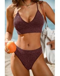 CUPSHE - Rib Tide Rode Bikini Set - Lyst