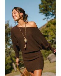 CUPSHE - Off-The-Cuff Bruine Mini-Jurk - Lyst