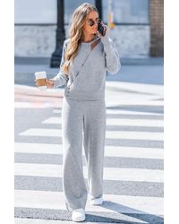 CUPSHE - Grauer Rundhals Lange Ärmel Pullover - Lyst