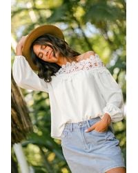 CUPSHE - Honingroos Witte Top - Lyst