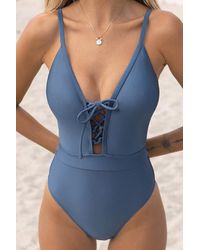 CUPSHE - Wild Romance Lace Up Paneled One Piece Swimsuit - Lyst