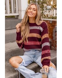 CUPSHE - Gestreifter Rundhals Langarmpullover - Lyst