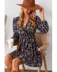 CUPSHE - Ditsy Blumen Mini-Kleid Mit Bauernärmeln - Lyst