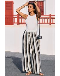 CUPSHE - Bedekkende Broek Met Chevronpatroon En Schilderachtige Route - Lyst