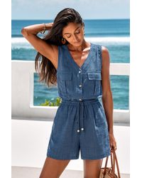 CUPSHE - Ava Blauwe Romper - Lyst