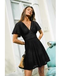 CUPSHE - Appelboomgaard Zwarte Mini-Jurk - Lyst
