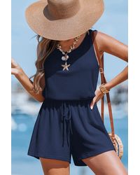 CUPSHE - Slow Lane Blauwe Romper - Lyst