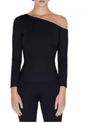 Rosetta Getty - Long Sleeve Off The Shoulder Top - Lyst