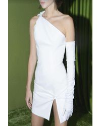 Lado Bokuchava Asymmetric Neckline Mini Dress - White