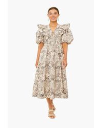 Sea - Calla Cheetah Puff Sleeve Neck Dress (Final Sale) - Lyst