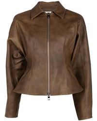 The Sei - Fitted Leather Jacket Sand - Lyst