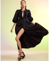 Cynthia Rowley Cyrus Cotton Pintuck Dress - Black