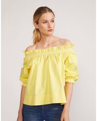Cynthia Rowley Cotton Off Shoulder Top - Yellow