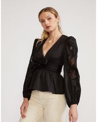 Cynthia Rowley Tulip Embroidered Blouse - Black