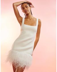 Cynthia Rowley Bonded Feather Dress - White