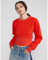 Cynthia Rowley Del Cropped Side Zip Sweatshirt - Red