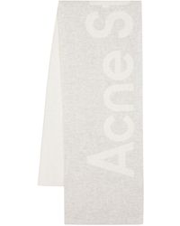 Acne Studios - Jacquard Logo Small Scarf White And Grey In Wool - Lyst