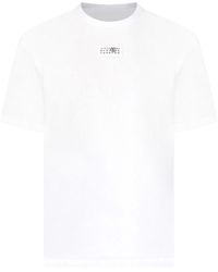 MM6 by Maison Martin Margiela - Numeric Signature T-shirt Bianca In Cotton - Lyst
