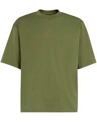 Marni - Logo T-shirt Men Green In Biologic Cotton - Lyst