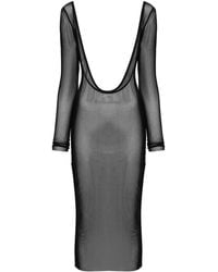 Jean Paul Gaultier - Flocked-logo Mesh Midi Dress - Lyst