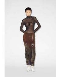 Jean Paul Gaultier - City Long Skirt Brown In Polyamide - Lyst