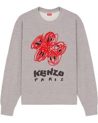 KENZO - Varsity Drawn Sweatshirt Grey In Cotton - Lyst