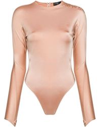 Mugler - Embossed-logo Bodysuit - Lyst