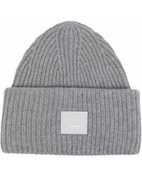 Acne Studios Wool Face Logo Beanie in 