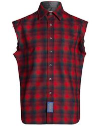 Maison Margiela - Checked Shirt Red And Black In Wool - Lyst