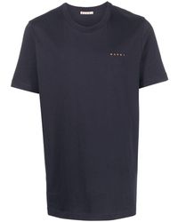 Marni - Logo T-shirt Men Blue In Cotton - Lyst