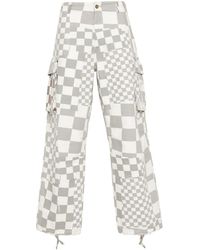 ERL - Distressed Checked Straight Trousers - Lyst