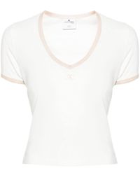 Courreges - Contrast-neck Cotton T-shirt - Women's - Cotton - Lyst