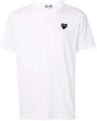 COMME DES GARÇONS PLAY - Embroied Logo T-shirt White In Cotton - Lyst