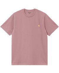 Carhartt - S/s Chase T-shirt Pink In Cotton - Lyst