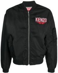 KENZO - Logo-patch Cotton Bomber Jacket - Lyst
